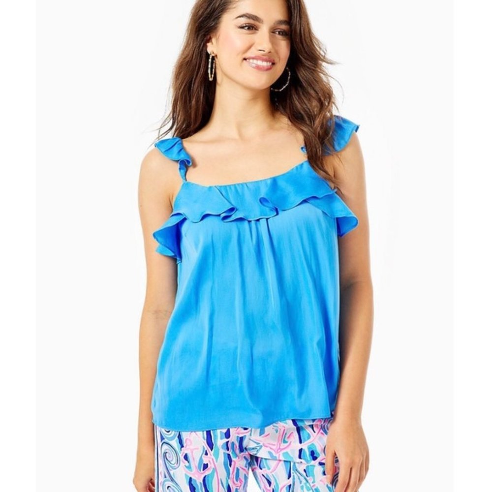 NWT LILLY PULITZER Cailee Blue Thistle Top - Picture 1 of 6
